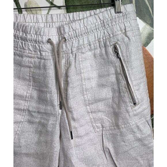 Athleta Cabo Linen Pants Size 10 Cheetah Drawstring Jogger Beige - Picture 6 of 7